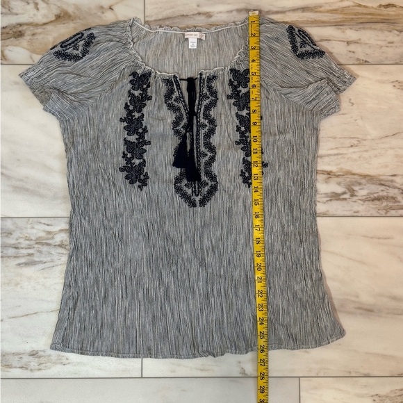 Westport 1962 Embroidered Peasant Top Blue White Striped 1X - Picture 6 of 8